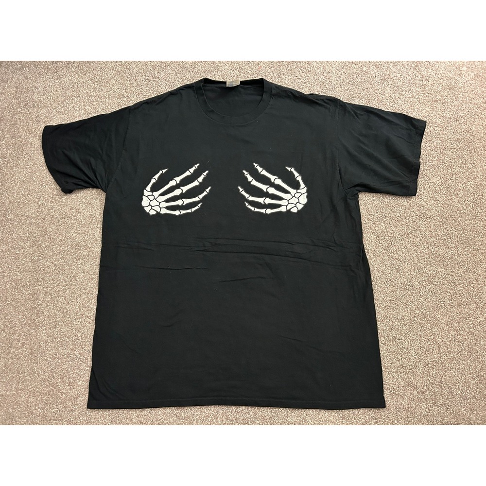 Port & Company Graphic Tee Mens XL Black‎ Excellent Skeleton Hands T-Shirt